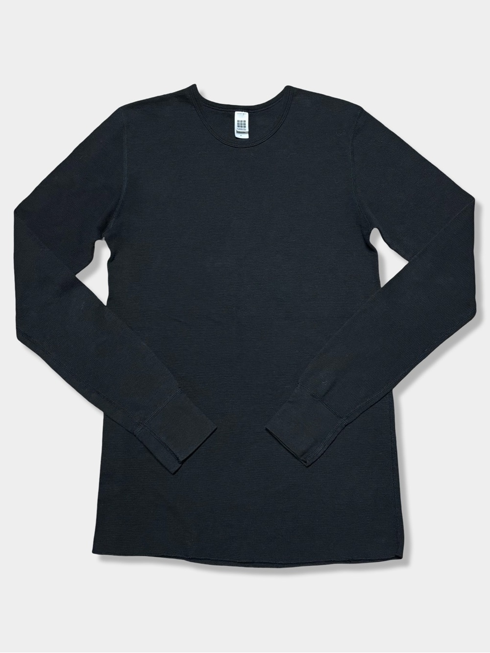 Vtg 00s Y2K American Apparel Rare Black Waffle Knit Thermal Long Sleeve Shirt M